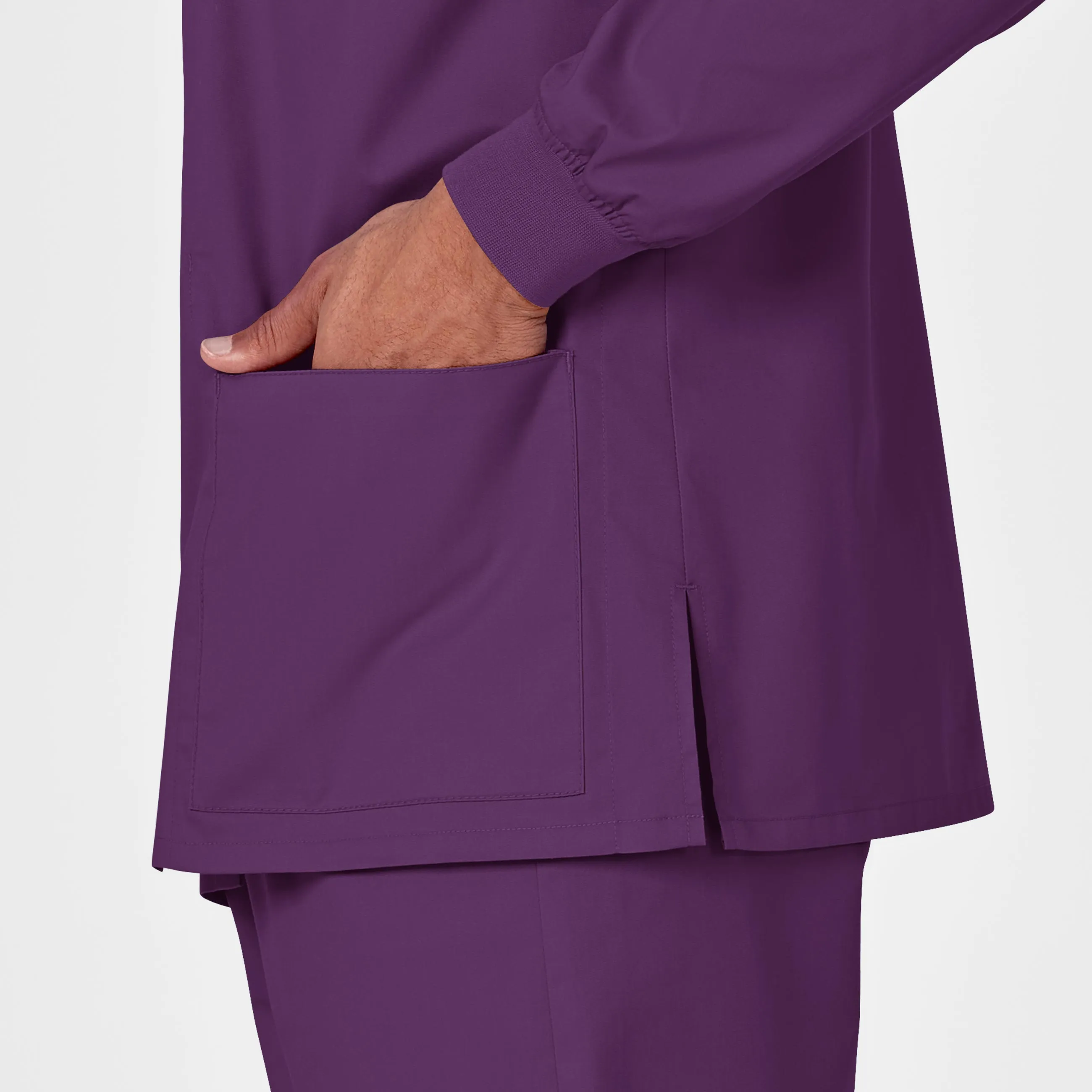 WonderWORK Unisex Snap Front Scrub Jacket - Eggplant