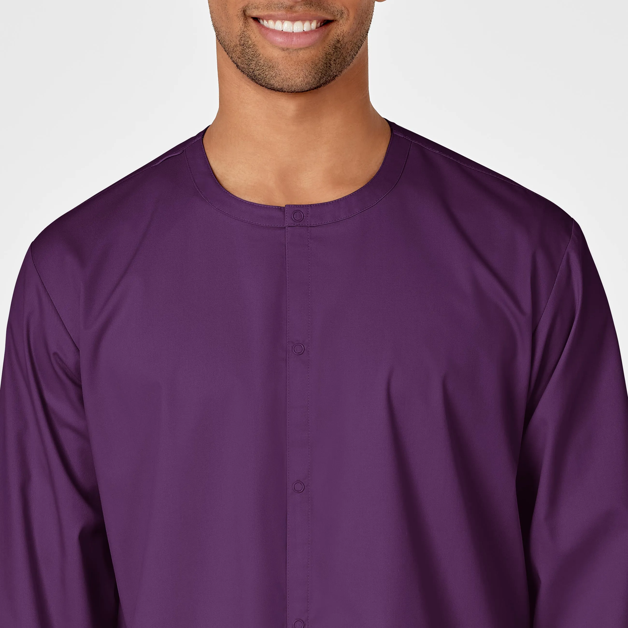 WonderWORK Unisex Snap Front Scrub Jacket - Eggplant