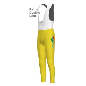 Yellow CARRERA Fleece Retro Cycling Bib Pants